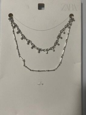 NWT Zara 2 Pack Silver Tone Chain Necklaces